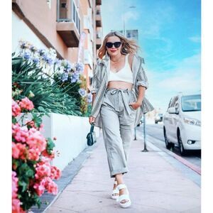 Past Life The Collective sage green Dead Sea recycled linen cotton relaxed pants